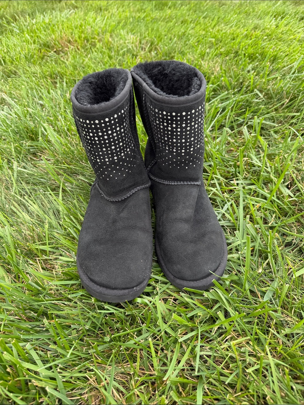 Women’s size 8 Black Suede UGG Boots with Rhinestone Detail
